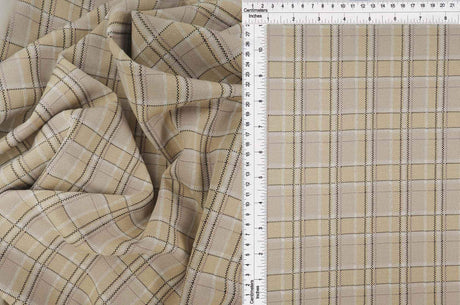 58/60" Double Knit Jacquard Plaid Fabric 87% Polyester 12% Rayon 1% Spandex 230 GSM by Yard