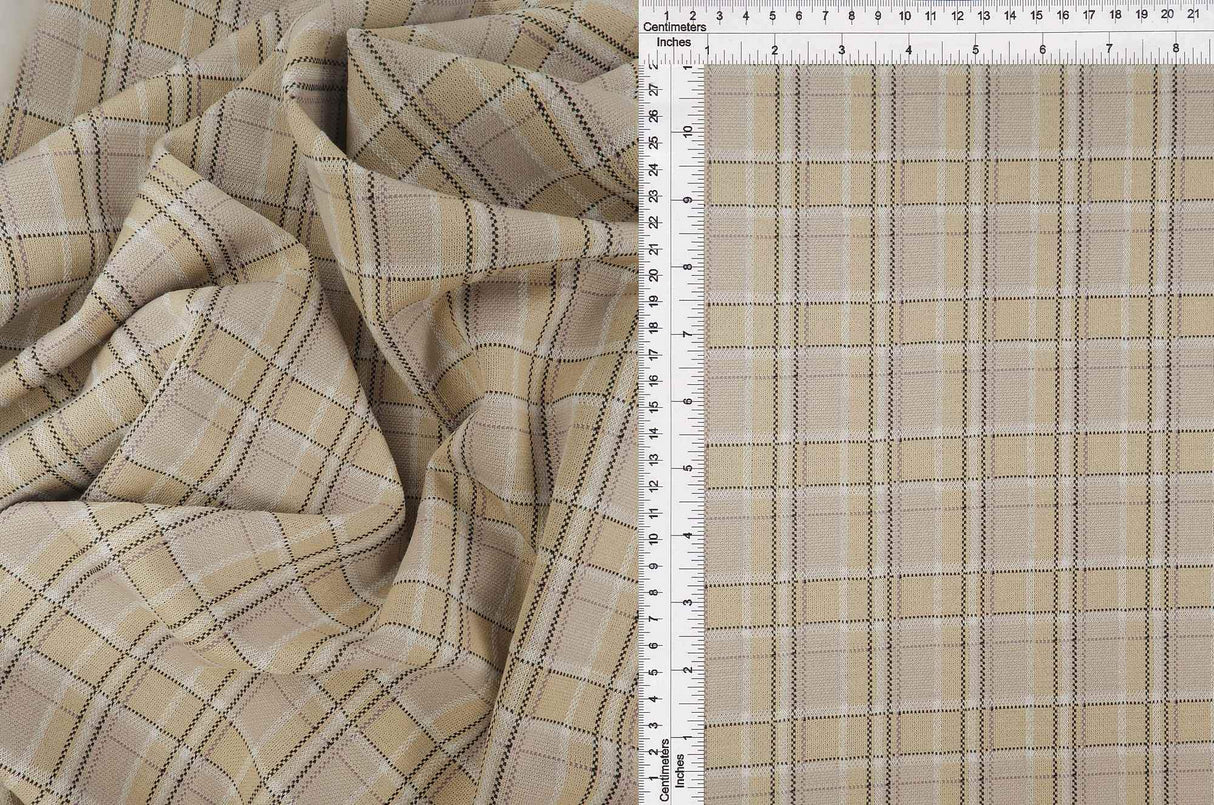 Cozy Double Knit Jacquard Plaid Fabric Stretch Polyester Rayon 58/60 Inches Wide
