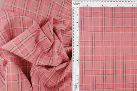 58/60" Double Knit Jacquard Plaid Fabric 87% Polyester 12% Rayon 1% Spandex 230 GSM by Yard