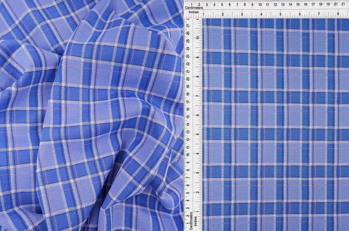 58/60" Double Knit Jacquard Plaid Fabric 87% Polyester 12% Rayon 1% Spandex 230 GSM by Yard