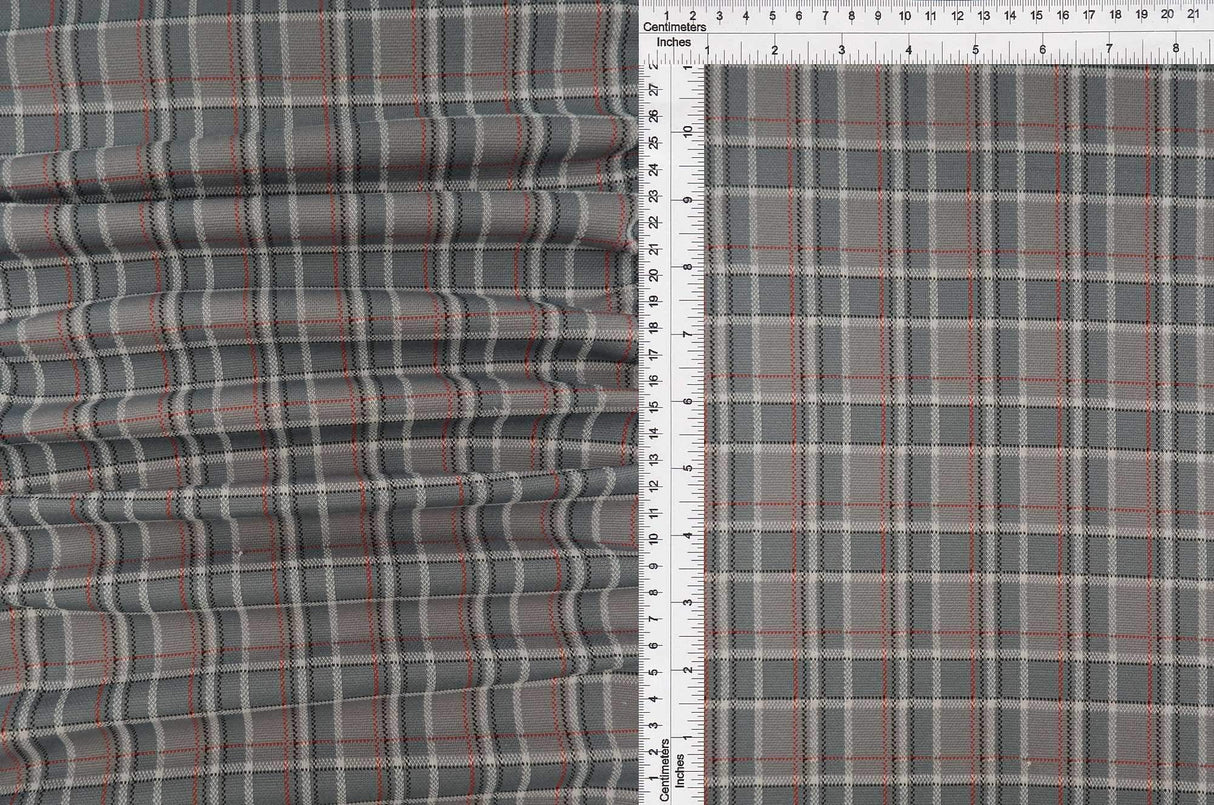 58/60" Double Knit Jacquard Plaid Fabric 87% Polyester 12% Rayon 1% Spandex 230 GSM by Yard