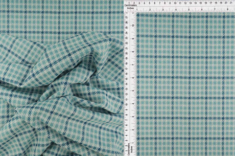 Double Knit Jacquard Plaid Fabric 1 Yard Medium Weight Soft Stretch 58/60" Wide