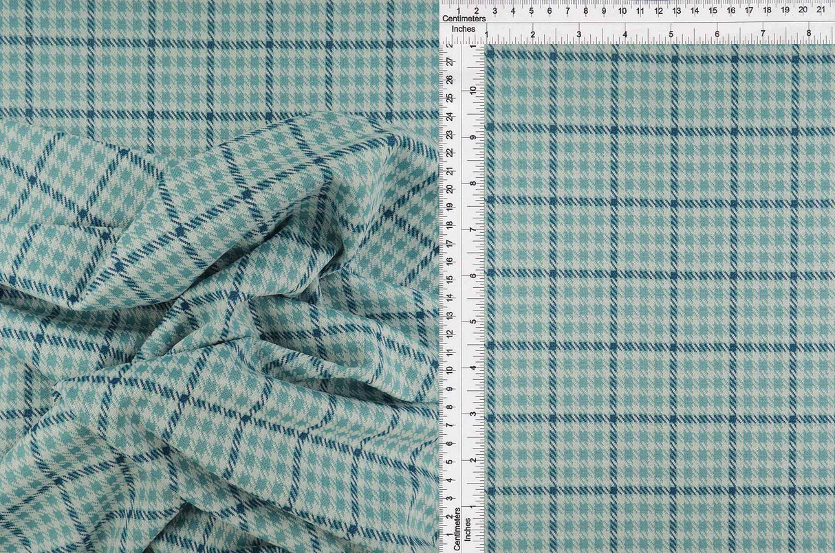 58/60" Double Knit Plaid Jacquard Fabric 90.5% Polyester 8.5% Rayon 1% Spandex 230 GSM by Yard