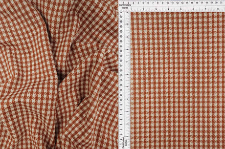 58/60" Double Knit Jacquard Plaid Fabric 90.5% Polyester 8.5% Rayon 1% Spandex 240 GSM by Yard
