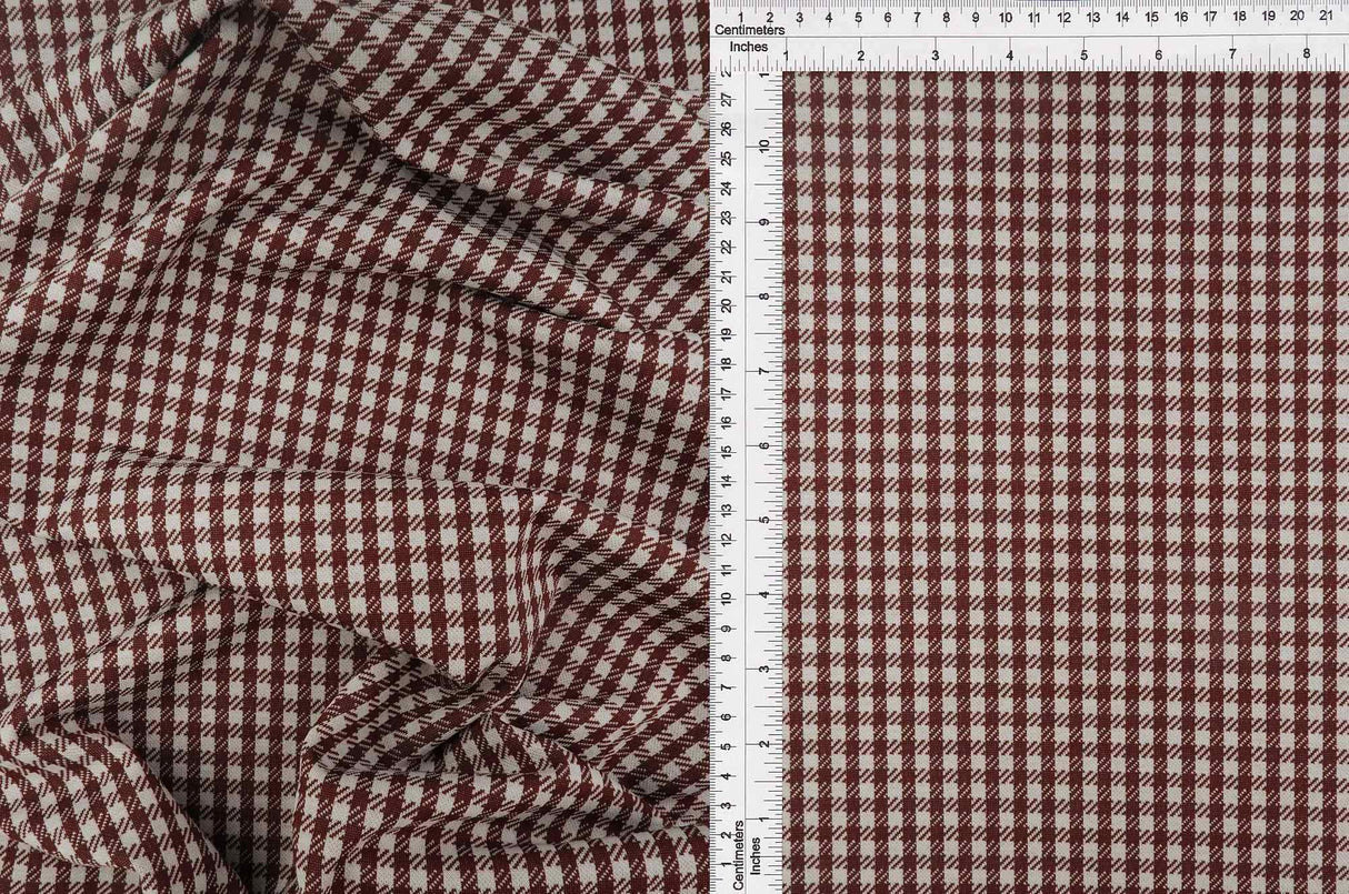 Textured Double Knit Jacquard Plaid Fabric Stretch Polyester Rayon 58/60 Inches Wide