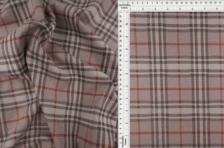 1 Yard Knit Jacquard Plaid Fabric 240 GSM, 58/60'' Wide Polyester Spandex Blend