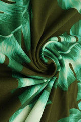 1 Yard Tropical Hawaiian Leaf DTY Brushed Knit Fabric Soft Stretch Polyester Spandex 58/60 Inches Wide