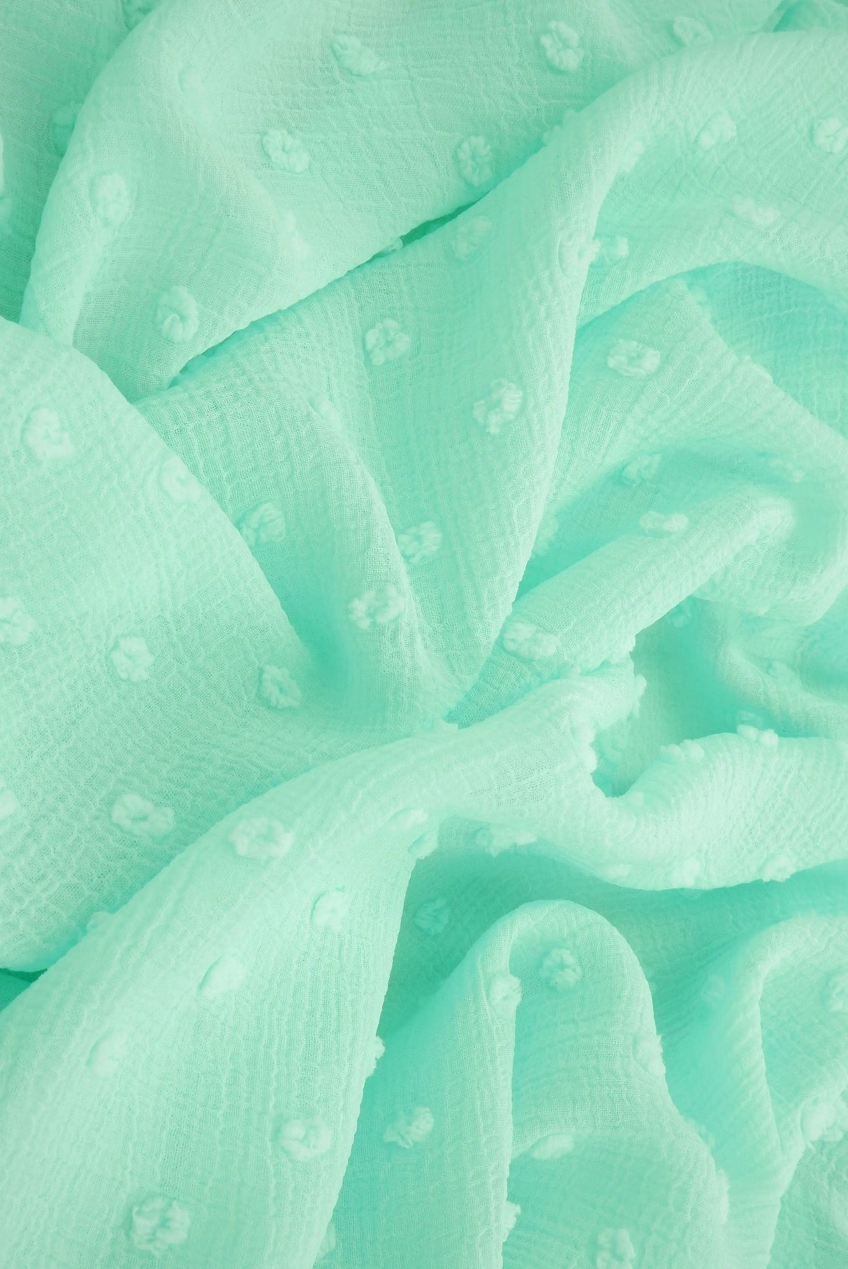 1 Yard Waffle Swiss Dot Chiffon Woven Fabric Textured Sheer Soft Drapery 59/60" Width