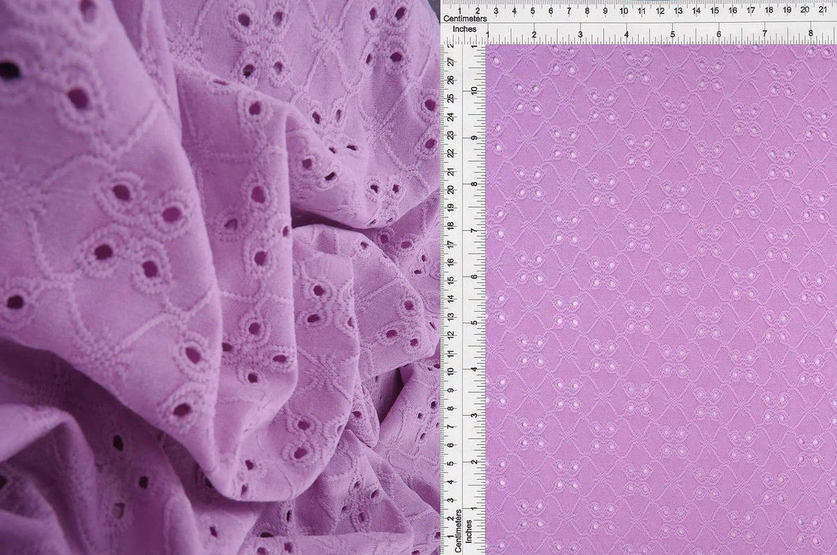 1 Yard DTY Knit Jacquard Eyelet Fabric 190 GSM, 58/60'' Wide Polyester Spandex Blend