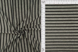 1 Yard French Terry Stripe Print Knit Fabric, 58/60'' Wide Poly Rayon Spandex Blend