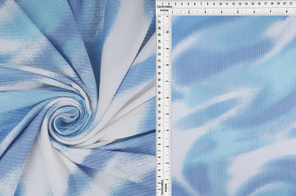 1 Yard Polyester Spandex Yummy Rib Knit Fabric Abstract Marble Print Soft Stretch 58/60" Width