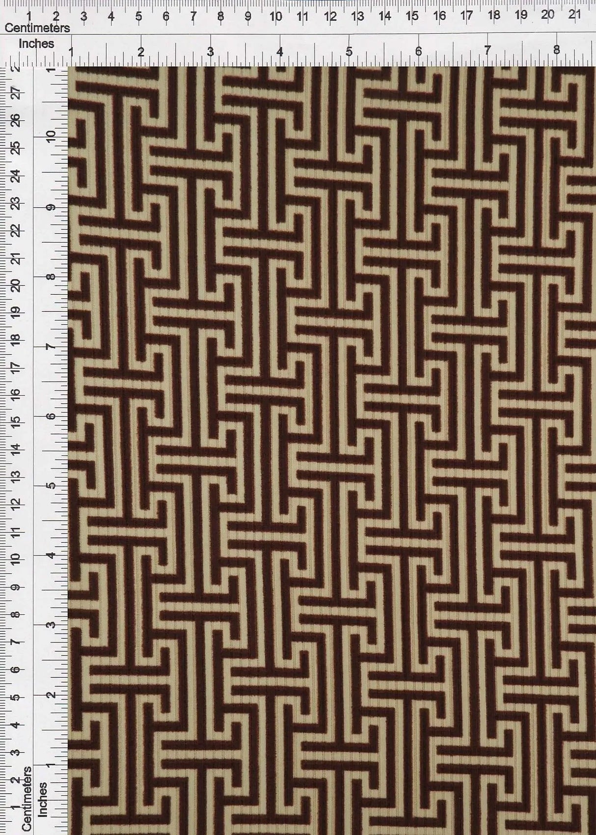 4x2 Yummy Rib Geo Greek Retro Print Knit Fabric, Soft Stretch Polyester Spandex 58/60” Wide