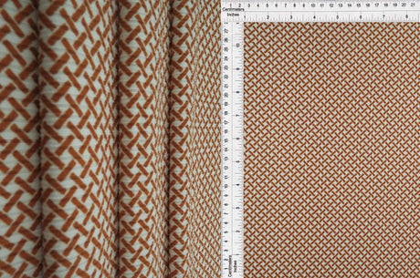 4x2 Yummy Rib Retro Geometric Fabric, Stretch Knit Windowpane Print 58/60" Wide