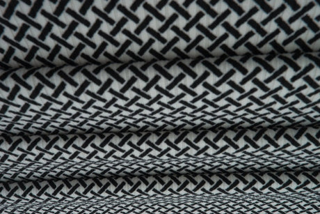 4x2 Yummy Rib Retro Geometric Fabric, Stretch Knit Windowpane Print 58/60" Wide