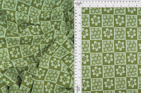58/60" Double Knit Jacquard Flower Checker Fabric 97% Polyester 3% Spandex 220 GSM Yard