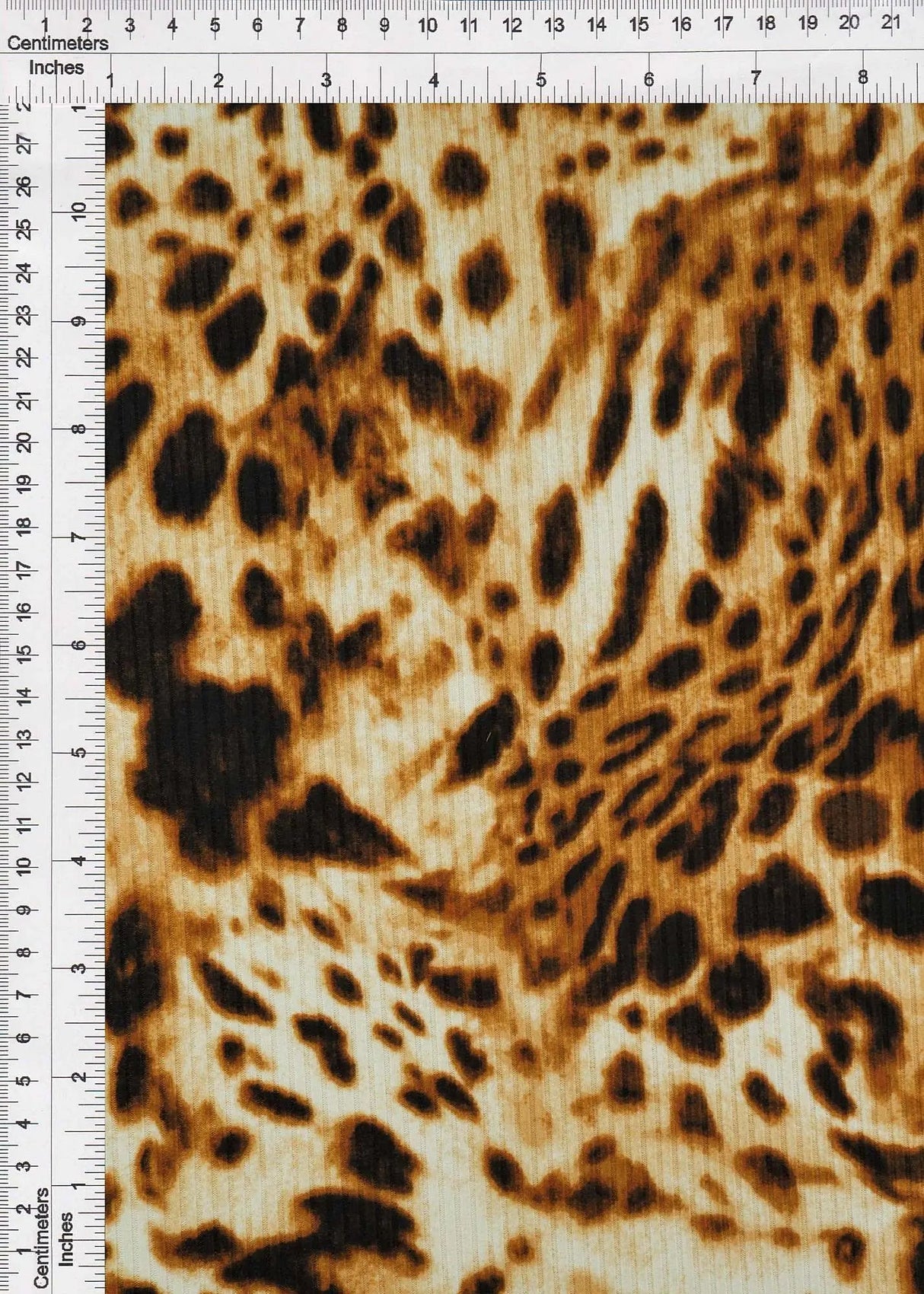 4x2 Yummy Rib Animal Leopard Print Knit Fabric, Soft Stretch Polyester Spandex 58/60” Wide