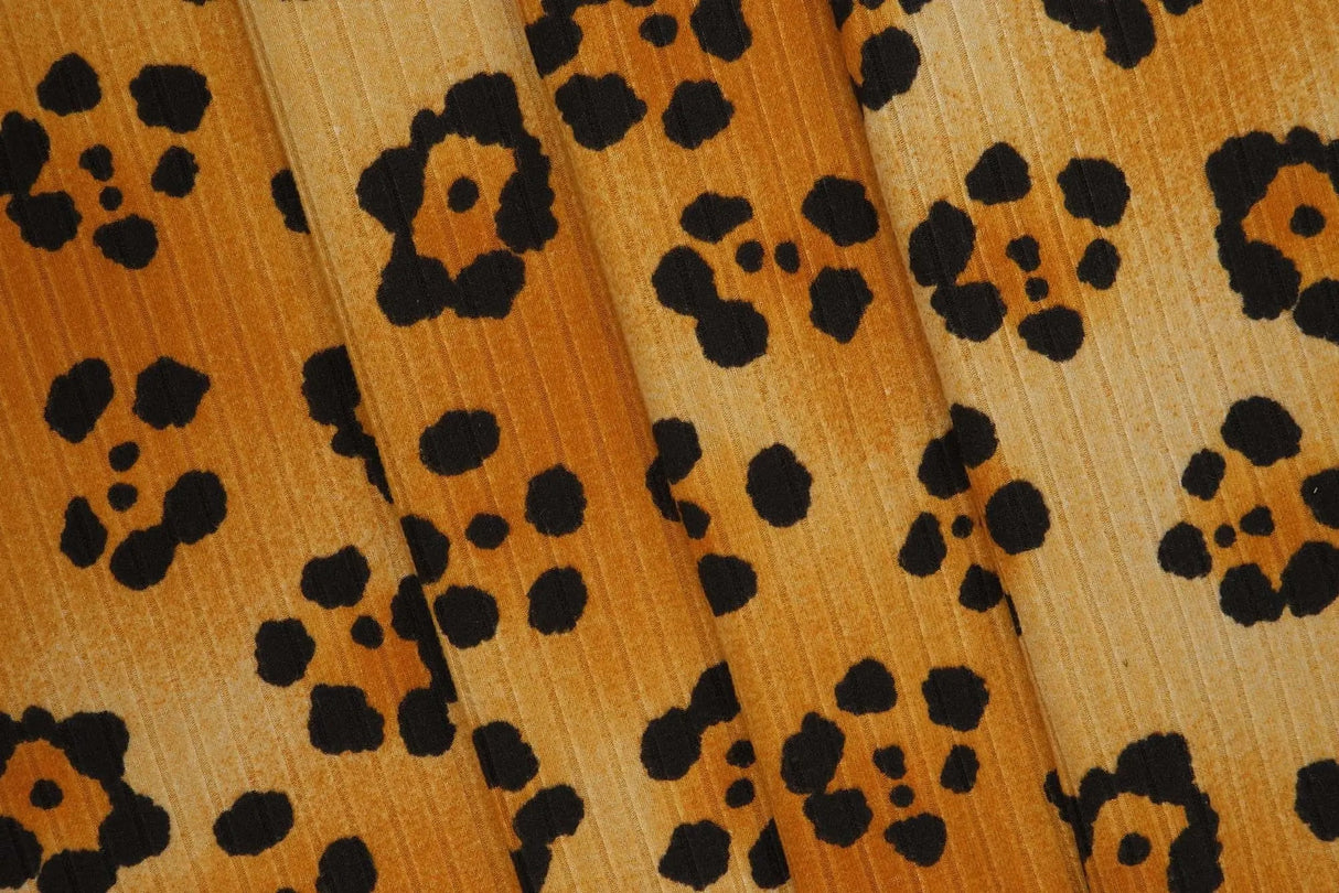 1 Yard Leopard Animal 8X3 Yummy Rib Knit Fabric Soft Stretch 58/60" Wide
