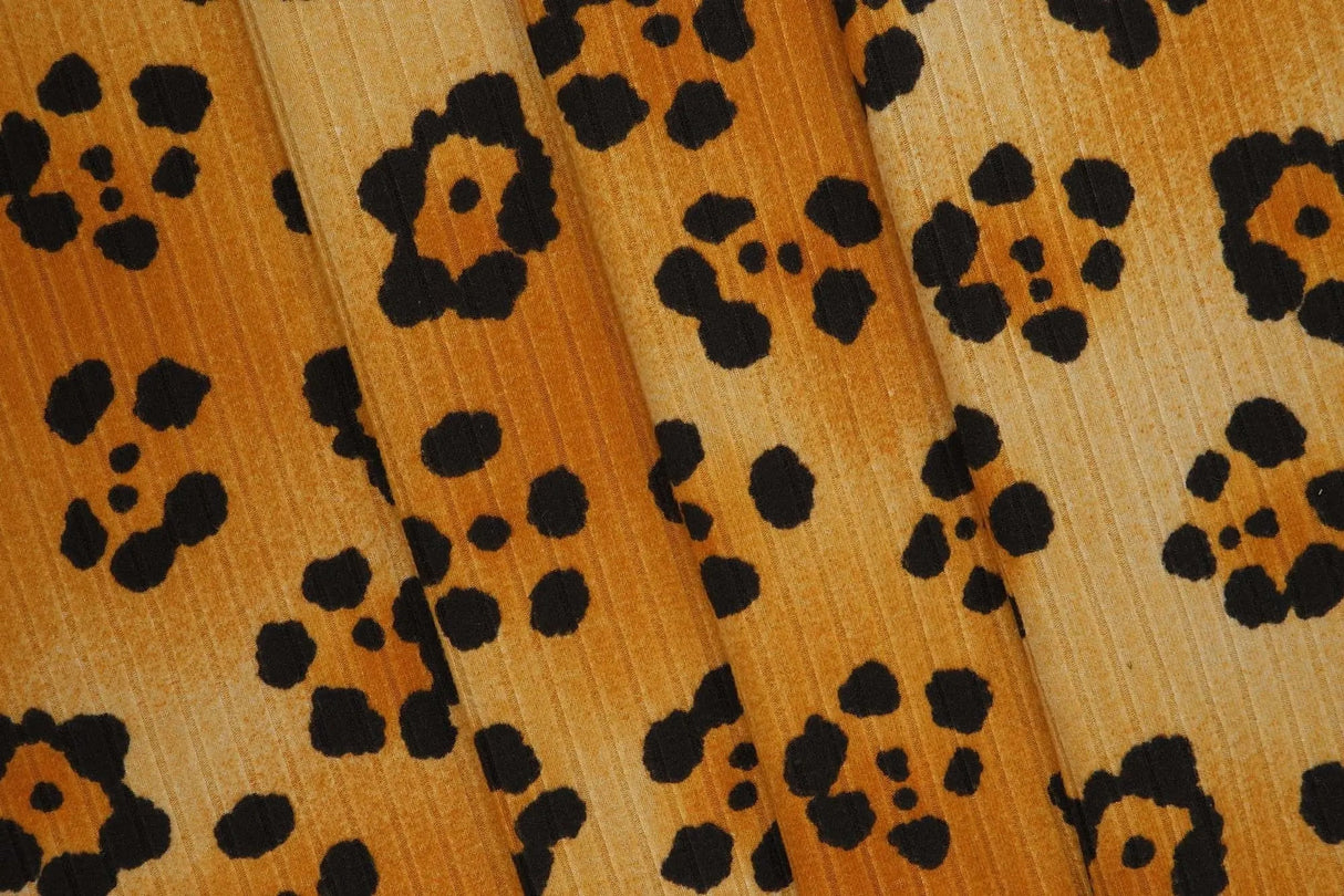 1 Yard Leopard Animal 8X3 Yummy Rib Knit Fabric Soft Stretch 58/60" Wide