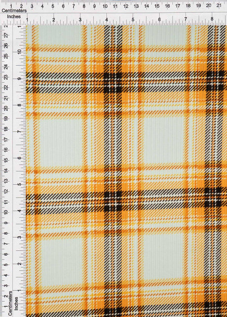 1 Yard Ivory Mustard Plaid 4X2 Yummy Rib Knit Fabric Soft Stretch 58/60 Inches Wide