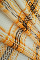 Soft 4×2 Rib Knit Plaid Fabric, 87% Polyester, 58/60'' Width Stretchy Apparel Material
