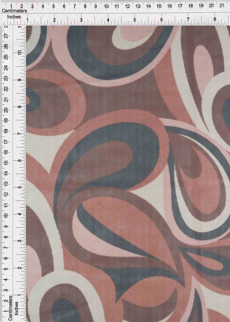 1 Yard Polyester Spandex Mesh Fabric Retro Paisley Geo Print Soft Sheer 58/60" Width