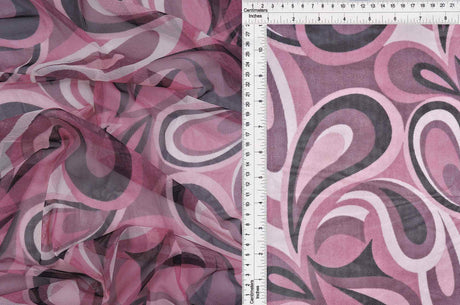 1 Yard Retro Paisley Geo Mesh Print Fabric Stretch Lightweight 58/60 Inches Wide