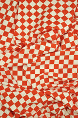 1 Yard Checkered Geo Print DTY Brushed Knit Fabric Soft Stretch Polyester Spandex 58/60 Inches Wide