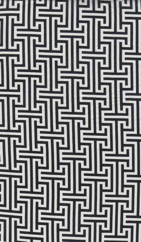 Geo Greek Retro Print Knit Fabric Soft Stretch DTY Polyester Spandex 58/60” Wide