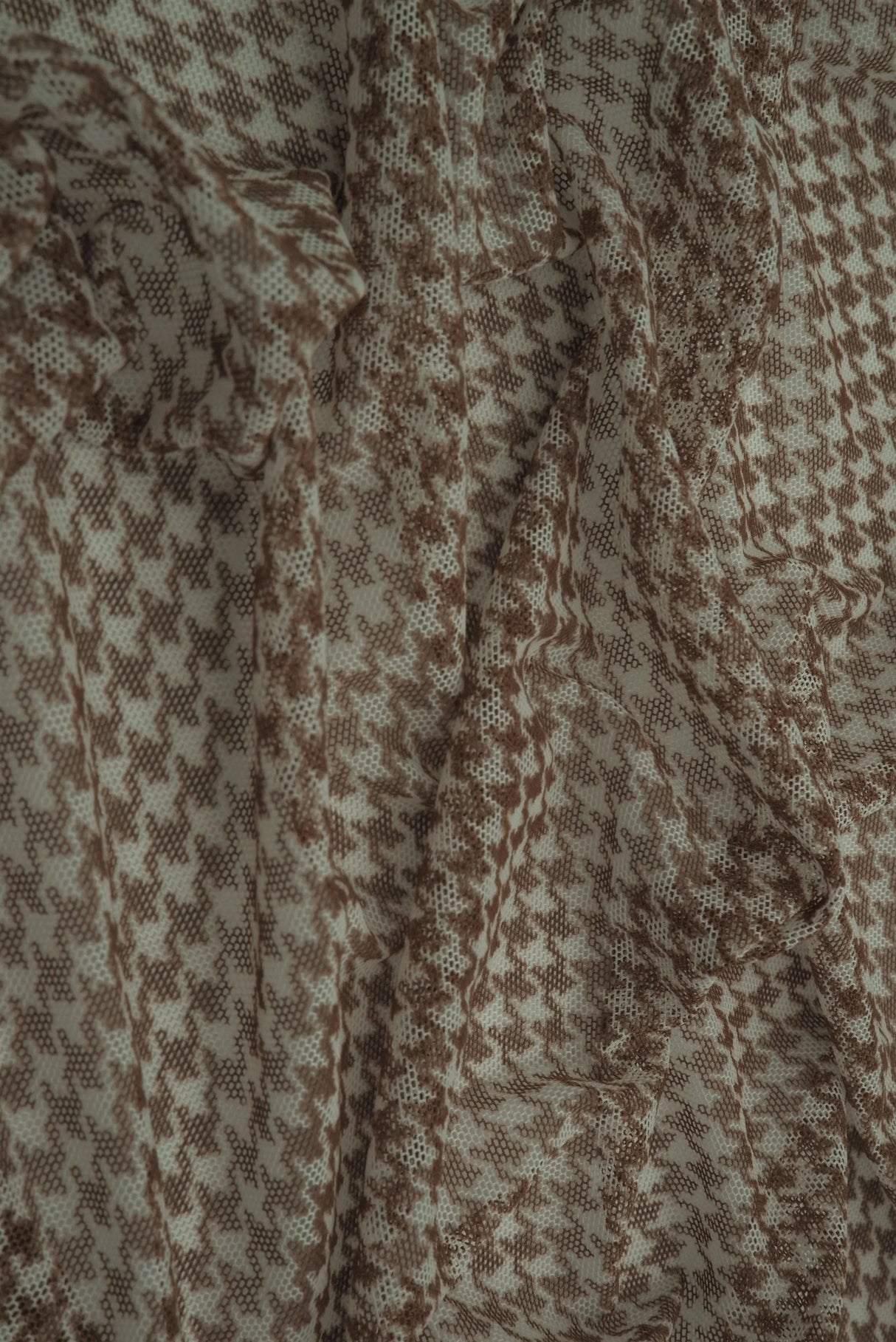 1 Yard Polyester Spandex 80 GSM Mesh Fabric Houndstooth Print Lightweight Stretch Soft 54" Width