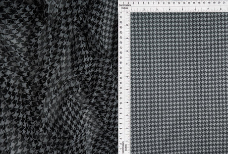 1 Yard Polyester Spandex 80 GSM Mesh Fabric Houndstooth Print Lightweight Stretch Soft 54" Width