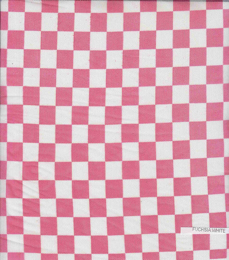 1 Yard Mesh Checkered/Geometric Print Fabric, 54'' Wide Polyester Spandex Blend