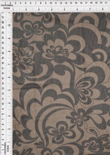 1 Yard Khaki Coffee Floral Mesh Fabric Big Flower Stretch 54 Inches Wide