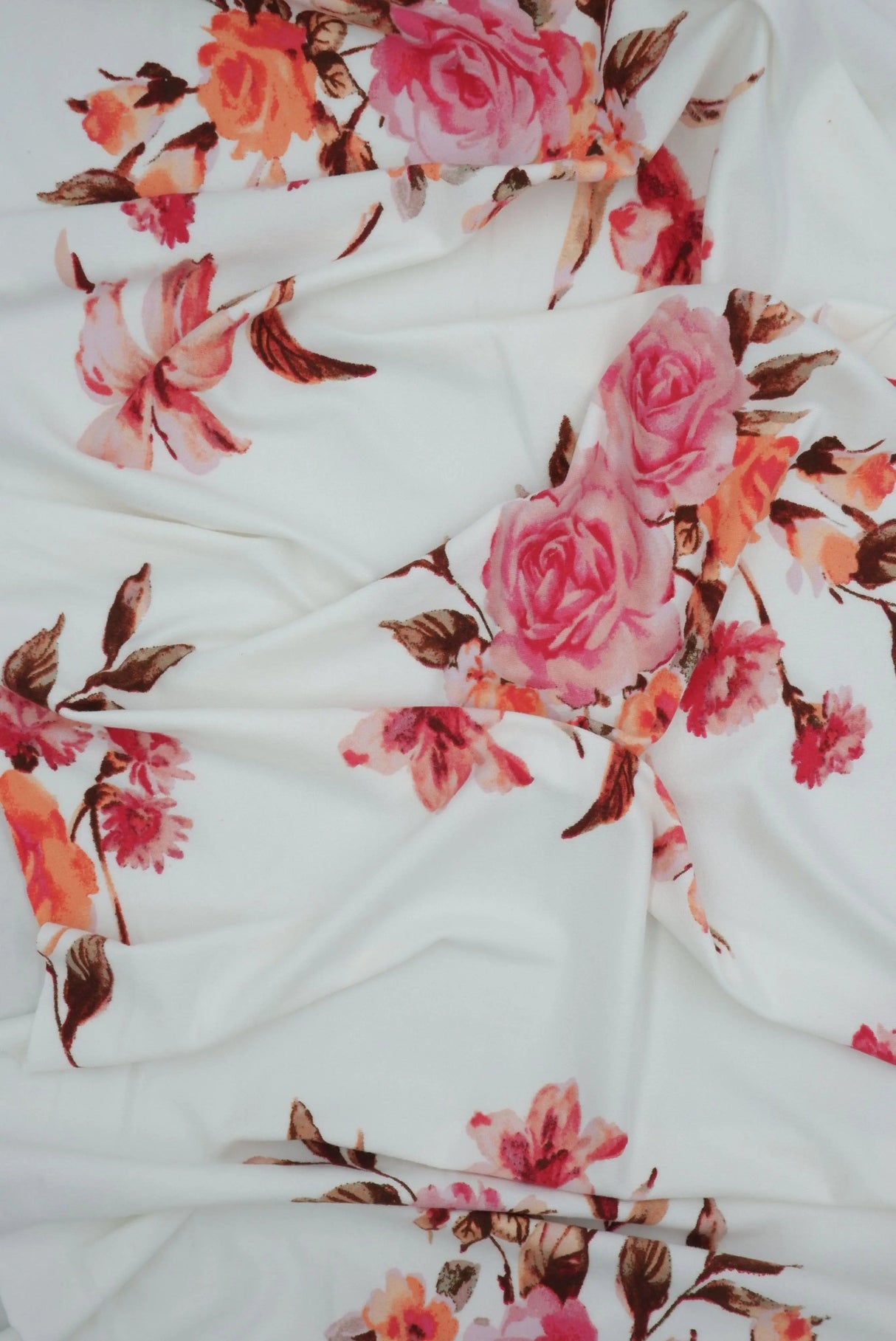 Brushed DTY Floral Fabric Soft Stretch Flower Print Knit 58/60" Wide