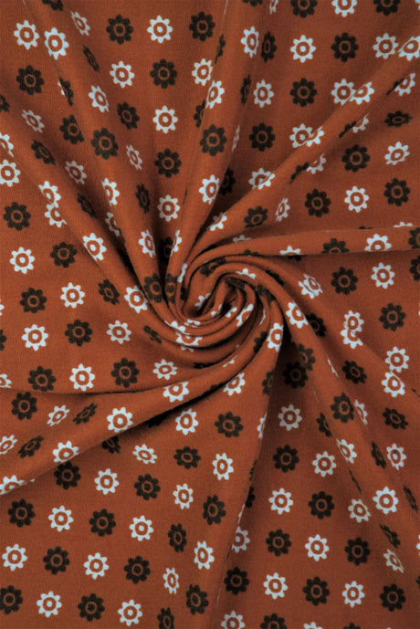 1 Yard Ditsy Geo Flower DTY Brushed Knit Fabric Soft Stretch 58 Inches Wide