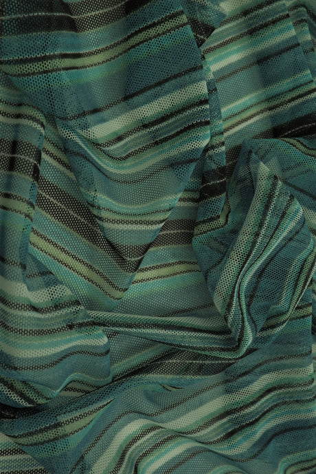 1 Yard Polyester Spandex 80 GSM Mesh Fabric Stripe Print Lightweight Soft Stretch 54" Width