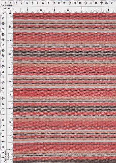 1 Yard Polyester Spandex 80 GSM Mesh Fabric Stripe Print Lightweight Soft Stretch 54" Width