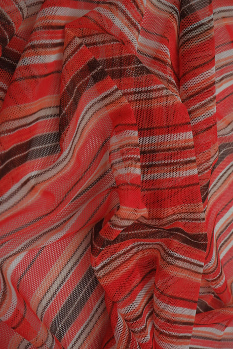 1 Yard Polyester Spandex 80 GSM Mesh Fabric Stripe Print Lightweight Soft Stretch 54" Width