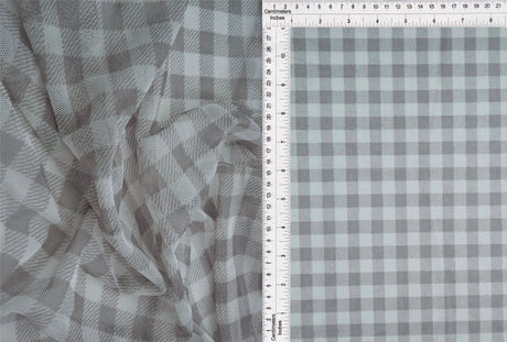 1 Yard Polyester Spandex 80 GSM Mesh Fabric Plaid Gingham Checkered Print Lightweight 54" Width