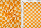 1 Yard Checkered Geo Print DTY Brushed Knit Fabric Soft Stretch Polyester Spandex 58/60 Inches Wide