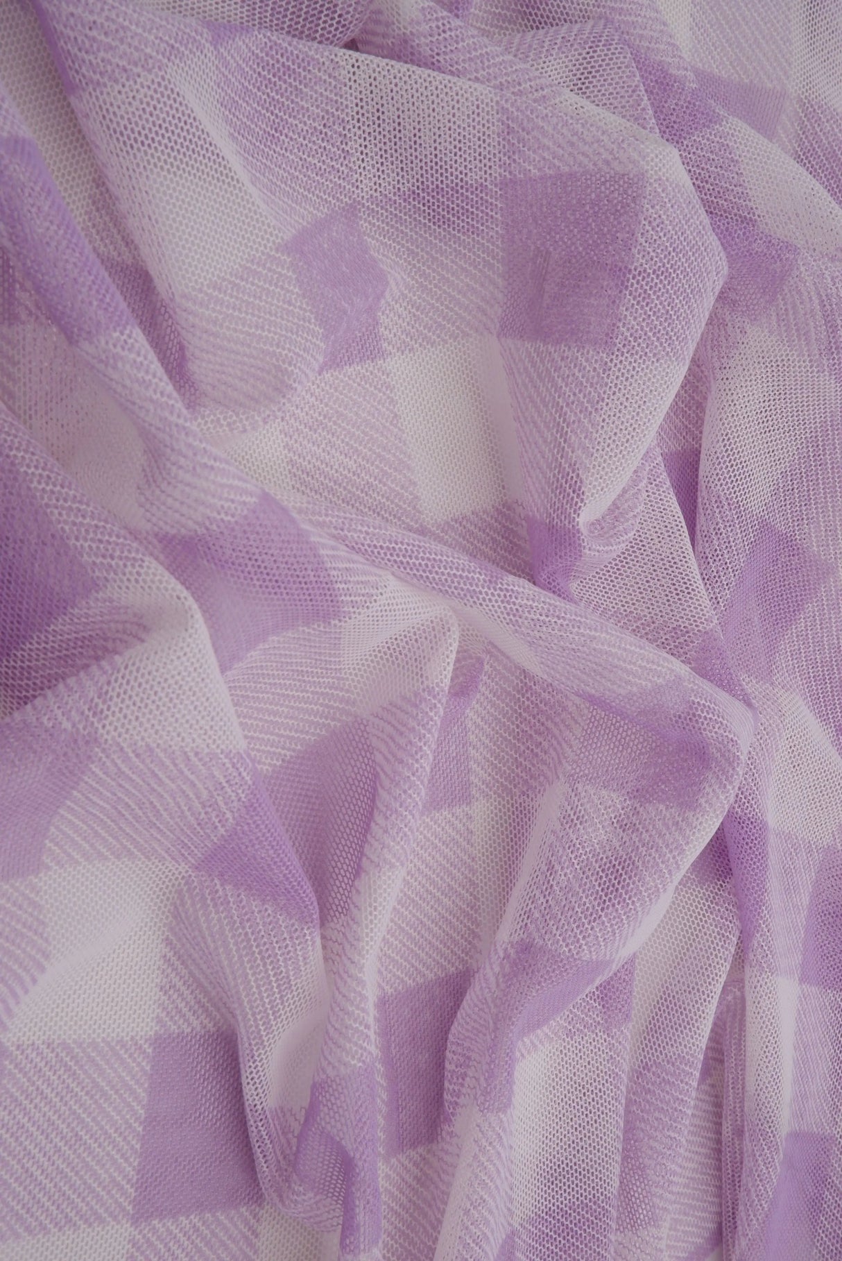 1 Yard Polyester Spandex 80 GSM Mesh Fabric Checkered Plaid Gingham Print Lightweight 54" Width