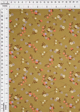 1 Yard Olive Vintage Ditsy Floral Brushed DTY Knit Fabric Soft Stretch 58/60" Wide