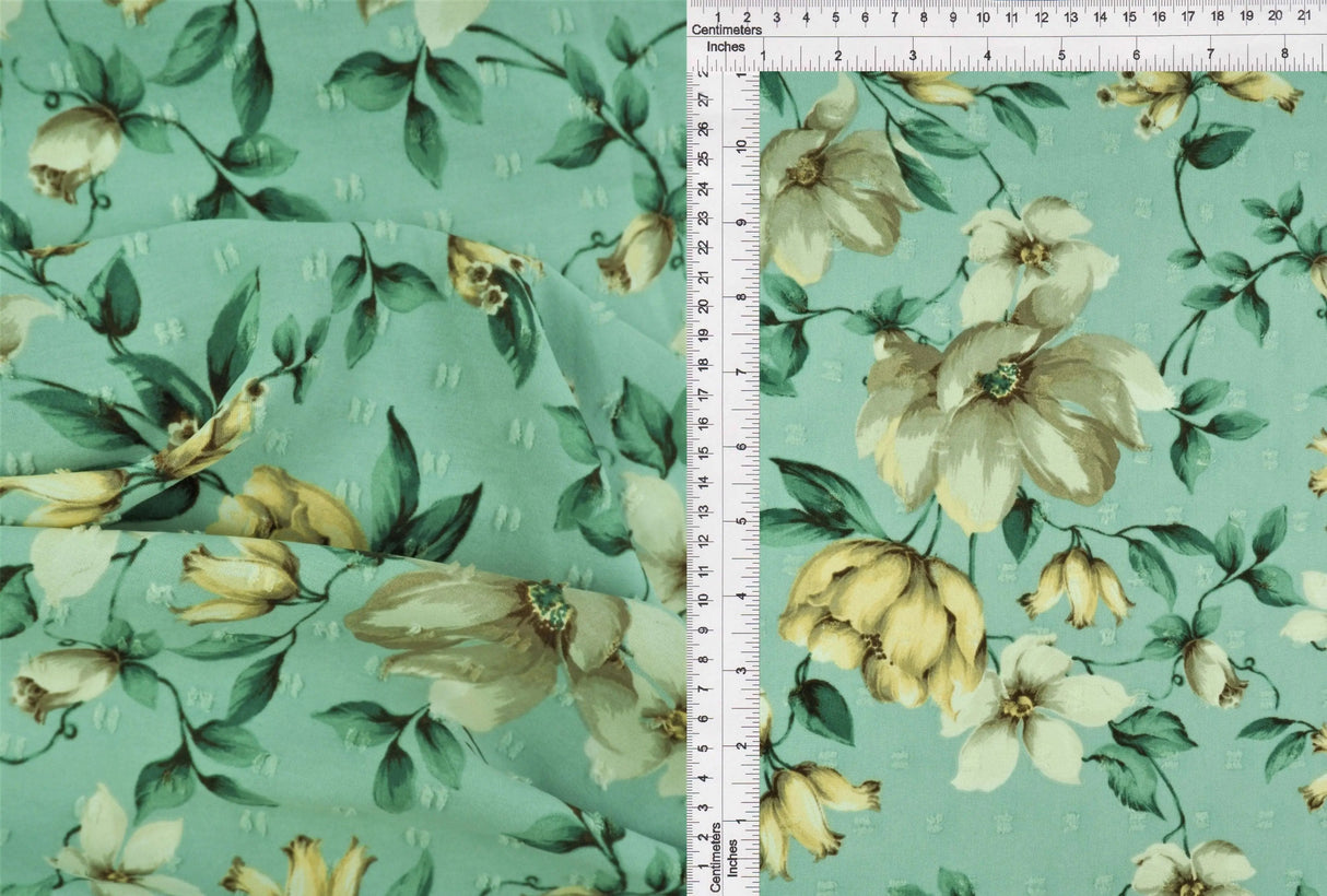 1 Yard CEY Airflow Swiss Dot Floral Fabric, 58/59? Wide 100% Polyester