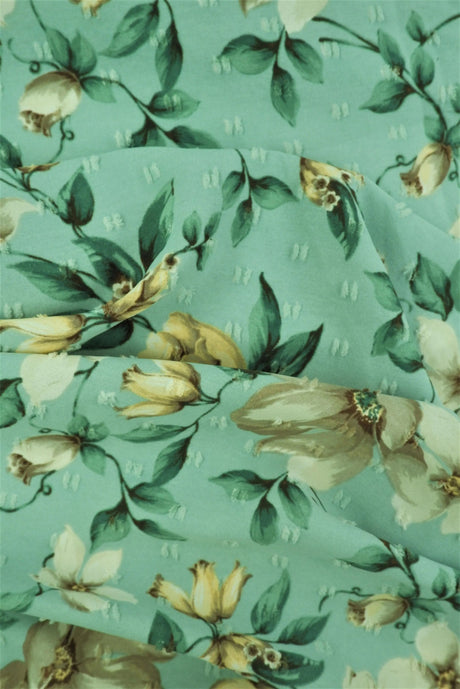 1 Yard CEY Airflow Swiss Dot Floral Fabric, 58/59'' Wide 100% Polyester