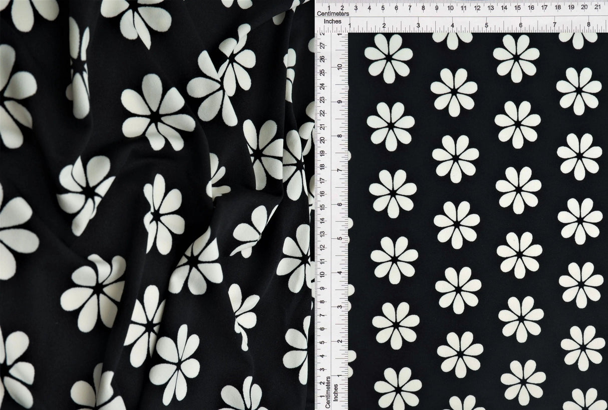 Lightweight DTY Knit with Floral Print, Soft Stretch Flower Fabric, 58/60" Wide