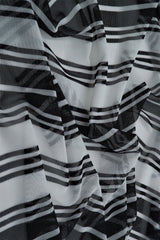 1 Yard Polyester Spandex 80 GSM Mesh Fabric Horizontal Stripe Print Lightweight Stretch 54" Width