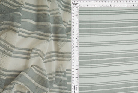 1 Yard Polyester Spandex 80 GSM Mesh Fabric Horizontal Stripe Print Lightweight Stretch 54" Width