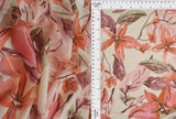 1 Yard Hi Multi Chiffon 57/58? Wide Sand & Rust Big Floral Print