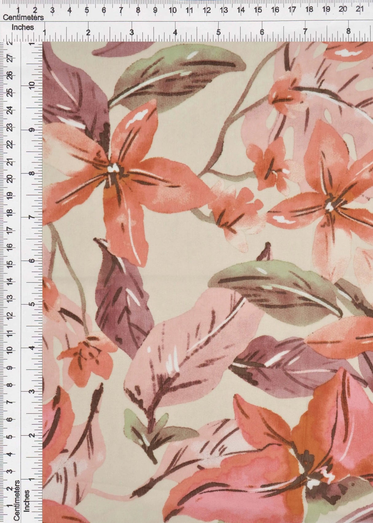 1 Yard Hi Multi Chiffon 57/58? Wide Sand & Rust Big Floral Print