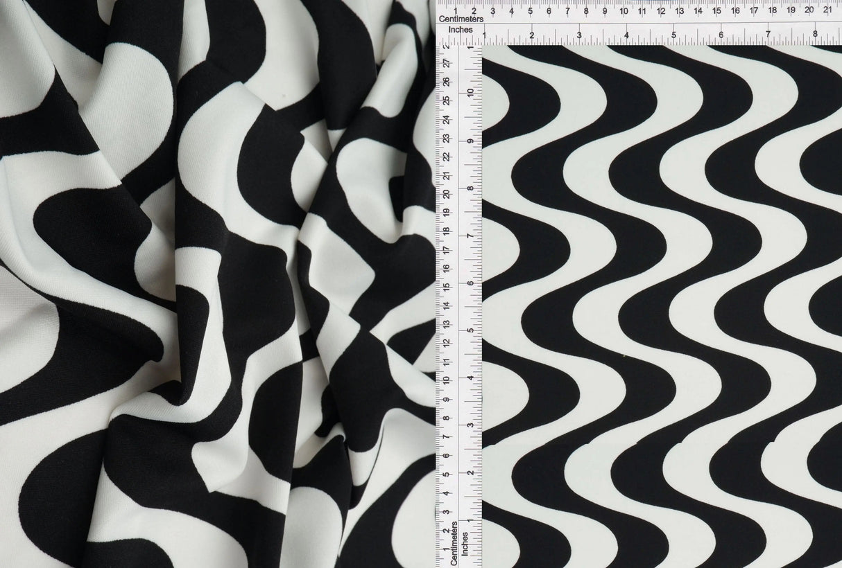 DTY Geometric Print Fabric Soft Stretch Knit, 58/60" Wide