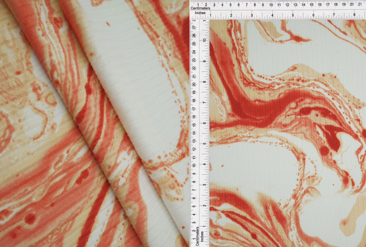 8×3 Yummy Rib Marble Print Fabric Soft Stretch Knit, 87% Polyester 58/60'' Wide